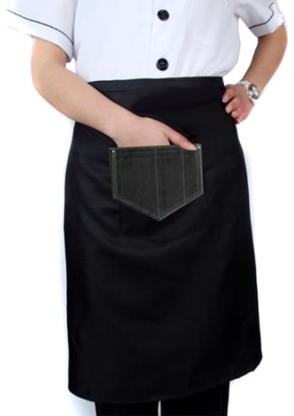 Nakışlı Belden Mutfak Iş Önlüğü Barista Master Chef Garson Kuaför Tattoo Önlük - Siyah