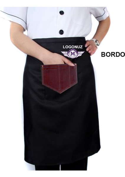 Nakışlı Belden Mutfak Iş Önlüğü Barista Master Chef Garson Kuaför Tattoo Önlük - Bordo