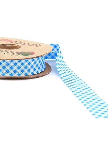 Mavi Ekose Pamuk Biye 2 cm - 25 m