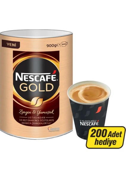 Nescafe Gold 900 gr + 200'LÜ Karton Bardak 7 Oz