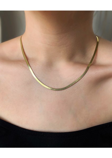 925 Ayar 5,60 Gram Gold İtalyan Ezme Altın Kaplama ,Gümüş Kolye Uzunluk 42 Cm Eni: 3 mm fiyatları
