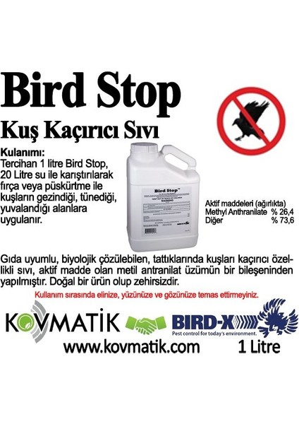 Bird Stop Kuş Kaçırıcı Biyolojik Sıvı