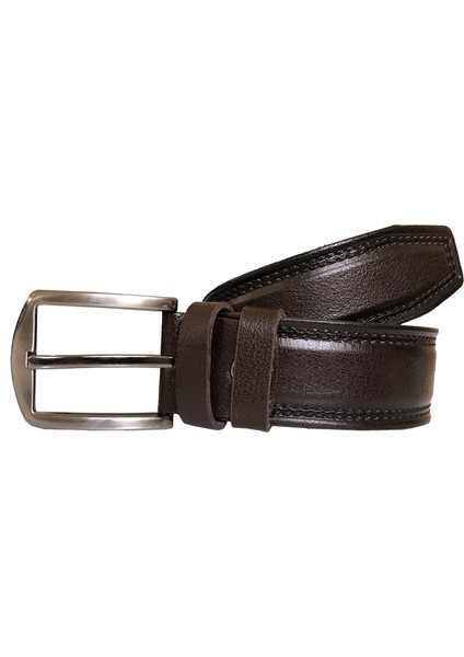Deri 2'li Desenli Süper Set Kahverengi, Lacivert 4 cm Kemer