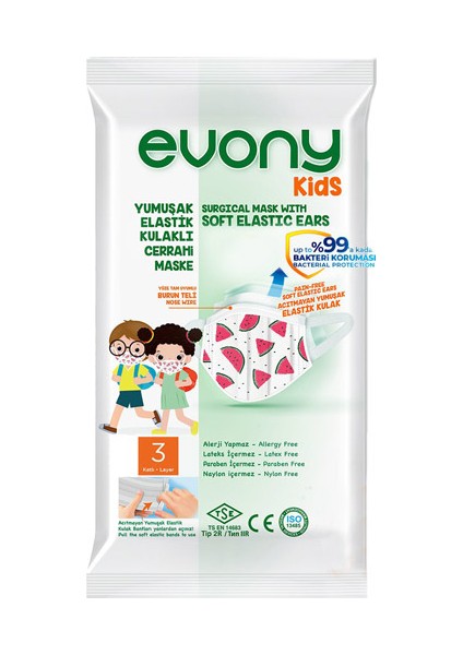 Yumuşak Elastik Kulaklı 3 Katlı Telli Cerrahi Maske Kids (Çocuk) 10'lu x 16 Adet