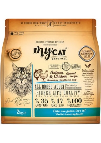 My Cat Mycat %70 Tahılsız Somonlu ve Tavuklu Özel Tarif (2kg)All Breed-Tüm Irklar Için Yetişkin Kedi Maması