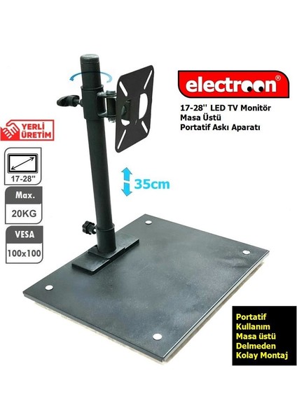 22'' LED Tv Monitör Masa Üstü Portatif Askı Aparatı