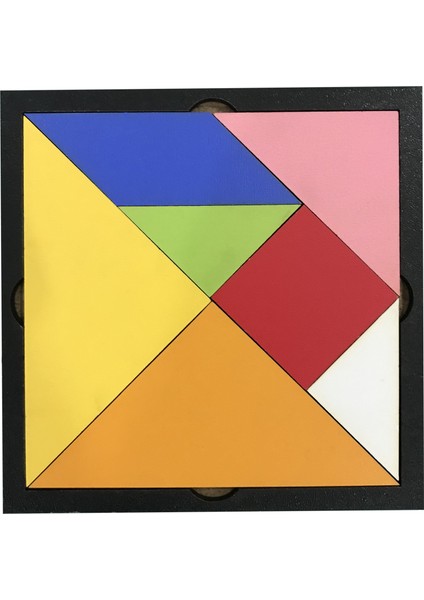 Renkli Ahşap Tangram Puzzle 10X10CM