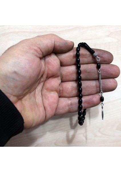 Gümüş Püsküllü Arpa Kesim Erzurum Oltu Taşı Tesbih