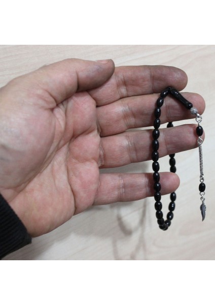 Gümüş Püsküllü Arpa Kesim Erzurum Oltu Taşı Tesbih