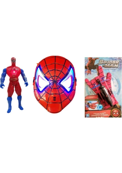 Spiderman Büyük Set Işıklı Örümcek Adam Işıklı Maske Ağ Atan Eldiven