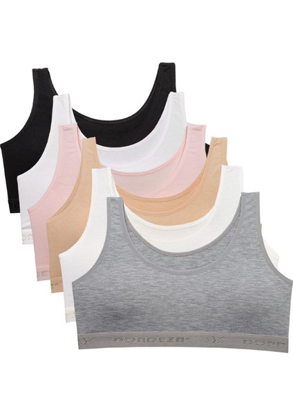 6'lı Genç Kız Pedli Kalın Askı Düz Alıştırma İlk Sütyen