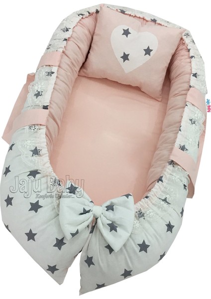 Nest Beyaz Zemin Gri Yıldız Lüx Babynest