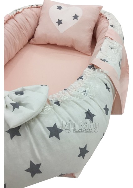 Nest Beyaz Zemin Gri Yıldız Lüx Babynest fiyatları