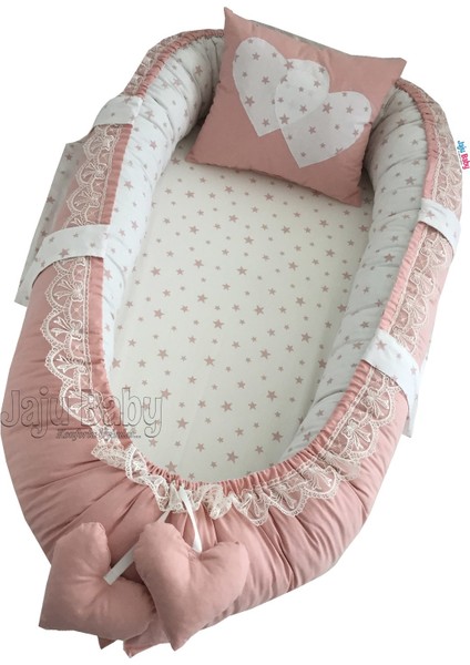 nest Düz Pudra Yıldızlı Lüx Babynest