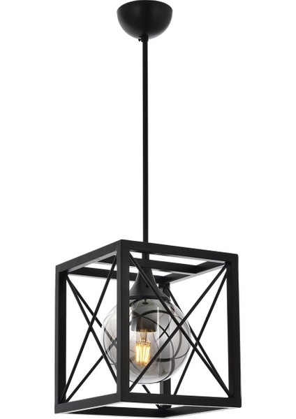 AV-60127-1BSY Siyah Boyalı Modern Avize E27 Metal Cam 25x25cm fiyatları