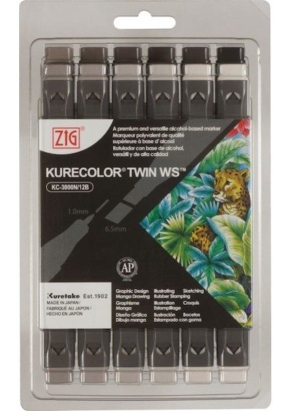 Kurecolor Twin S Çift Uçlu Marker Kalem Seti 12 Renk Warm Gray Colors