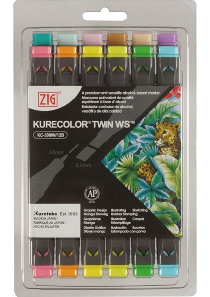 Kurecolor Twin S Çift Uçlu Marker Kalem Seti 12 Renk Pale Colors