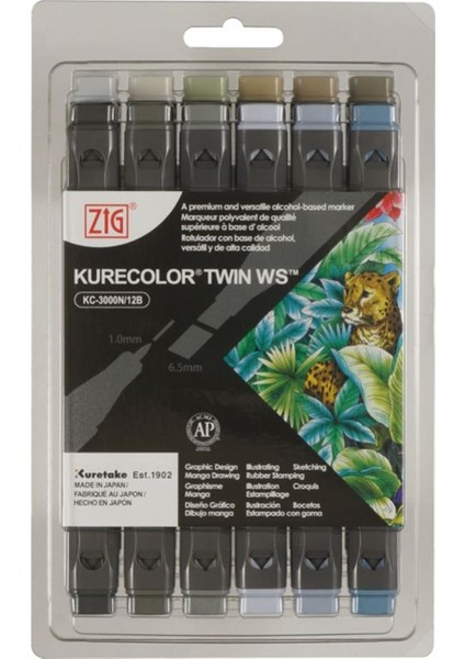 Kurecolor Twin S Çift Uçlu Marker Kalem Seti 12 Renk Gray Colors