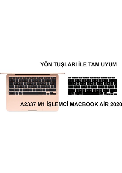 Apple Macbook Air 13 Inç 2020 A2337 (M1) Işlemcili Türkçe Q Silikon Klavye Koruyucu Siyah