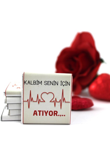 KALBİM SENİN İÇİN ATIYOR Yazılı 48'li Madlen Çikolata Bitter ve Sütlü