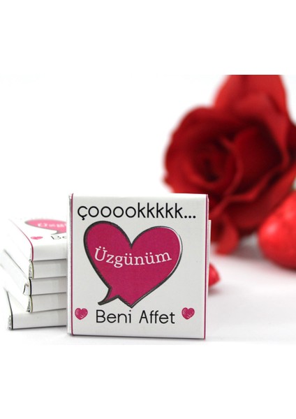 ÇOOOOKKKKK ÜZGÜNÜM BENİ AFFET Yazılı 48'li Madlen Çikolata Bitter ve Sütlü