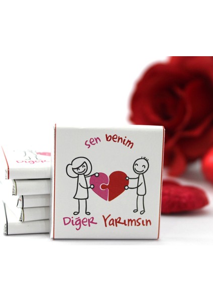 SEN BENİM DİĞER YARIMSIN Yazılı 48'li Madlen Çikolata Bitter ve Sütlü