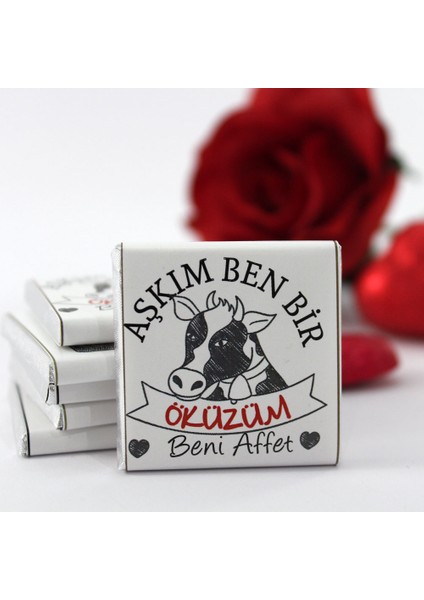 AŞKIM BEN BİR ÖKÜZÜM BENİ AFFET Yazılı 48'li Madlen Çikolata Bitter ve Sütlü