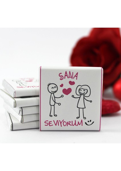 SANA SEVİYORUM Yazılı 48'li Madlen Çikolata Bitter ve Sütlü