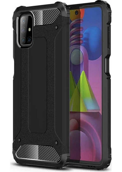 Case 4U Galaxy M51 Kılıf Military Armor Çift Katmanlı Crash Silikon Kılıf Siyah