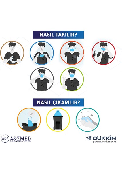 A&zmed Meltblown Katmanlı 3 Katlı Cerrahi Maske - Siyah