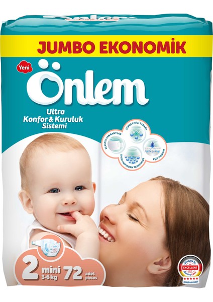 Bebek Bezi Jumbo Paket Mini 72'li (3 - 6 Kg)