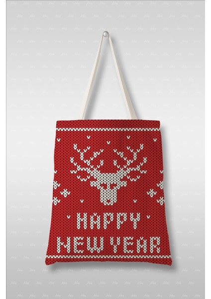 Adios Happy New Year Mutlu Yıllar Yılbaşı Baskılı Ham Bez Çanta