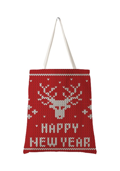 Adios Happy New Year Mutlu Yıllar Yılbaşı Baskılı Ham Bez Çanta