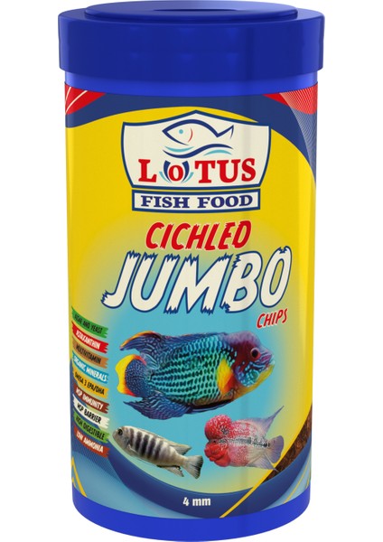Cichlid Jumbo Chips 250 ml Iri Büyük Protein Balık Yemi