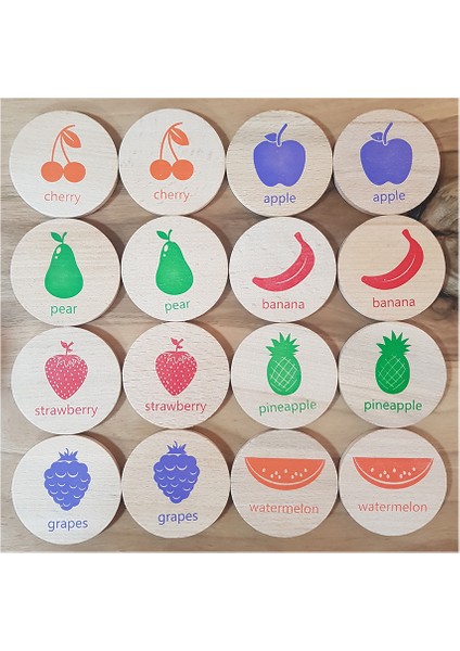 Memory Game Fruits - Ahşap Meyveler
