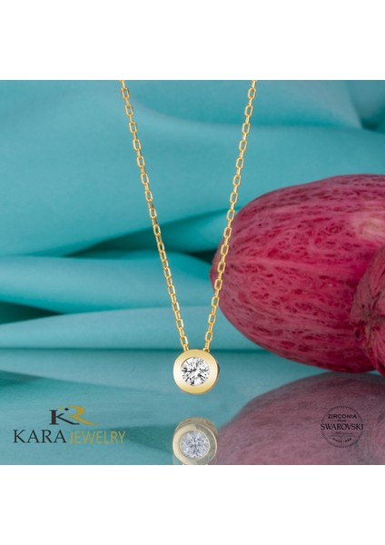 Gümüş Kolye Swarovskı Taşlı Sıvama Tektaş Altın Kaplama Kadın Kolye fiyatları