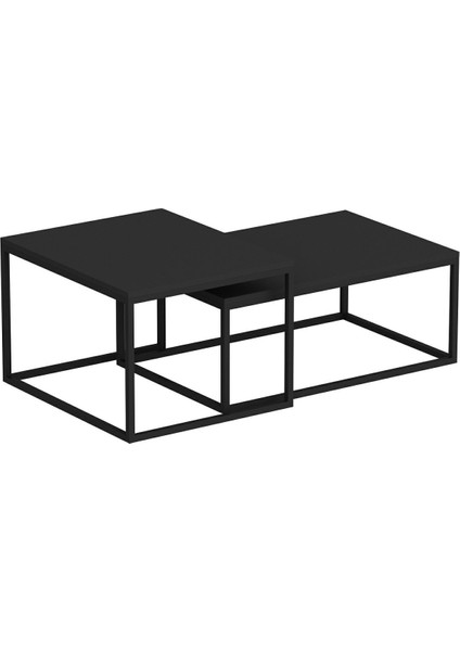 Leka Metal Ayaklı Modern Orta Sehpa - Siyah