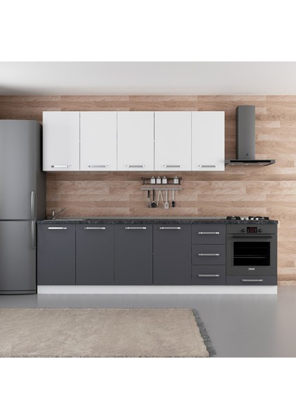 280 cm Mutfak Dolabı Beyaz Antrasit 280-A9