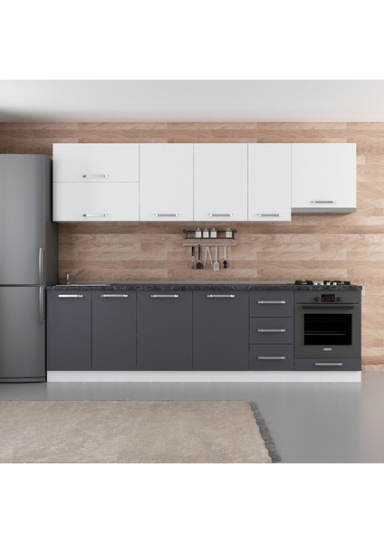 280 cm Mutfak Dolabı Beyaz Antrasit 280-A8
