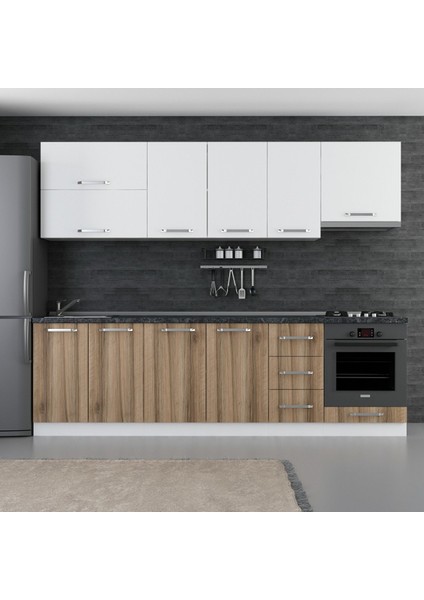 270 cm Mutfak Dolabı Beyaz Dore 270-D8