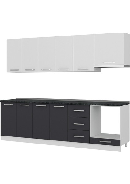 265 cm Mutfak Dolabı Beyaz Antrasit 265-A5 fırsatları