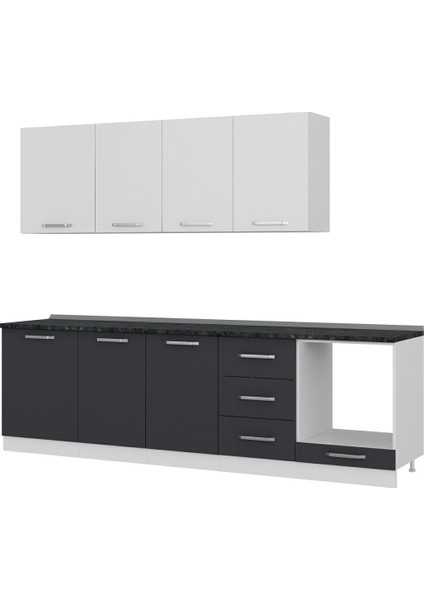 270 cm Mutfak Dolabı Beyaz Antrasit 270-A3 fırsatları