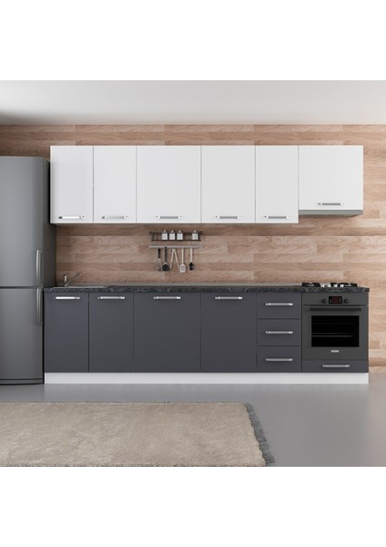 290 cm Mutfak Dolabı Beyaz Antrasit 290-A5