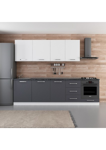 280 cm Mutfak Dolabı Beyaz Antrasit 280-A3
