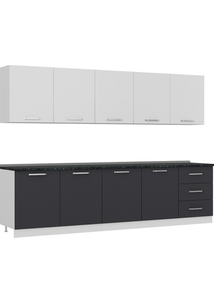 300 cm Mutfak Dolabı Beyaz Antrasit 300-A3 modelleri