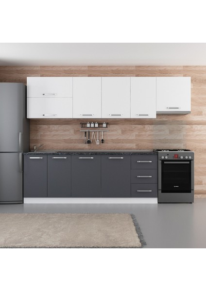 285 cm Mutfak Dolabı Beyaz Antrasit 285-A4