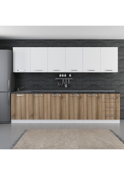 300 cm Mutfak Dolabı Beyaz Dore 300-D2