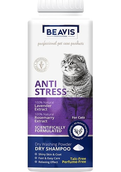 Cat Anti-Stress Kediler Için Lavanta ve Biberiye Özlü Toz Şampuan 150 gr