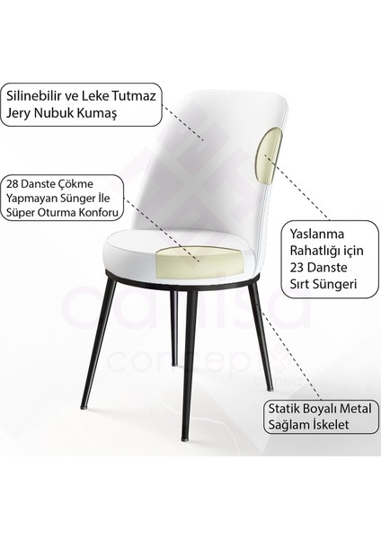 Concept Via Serisi Açılabilir Mutfak Masa Takımı- Siyah Mermer Desen Masa+6 Adet Sandalye