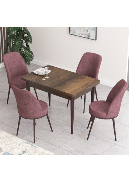 Concept Nil Serisi Barok Ahşap Desenli Yemek Masası Mutfak Masa Takımı+4 Adet Sandalye